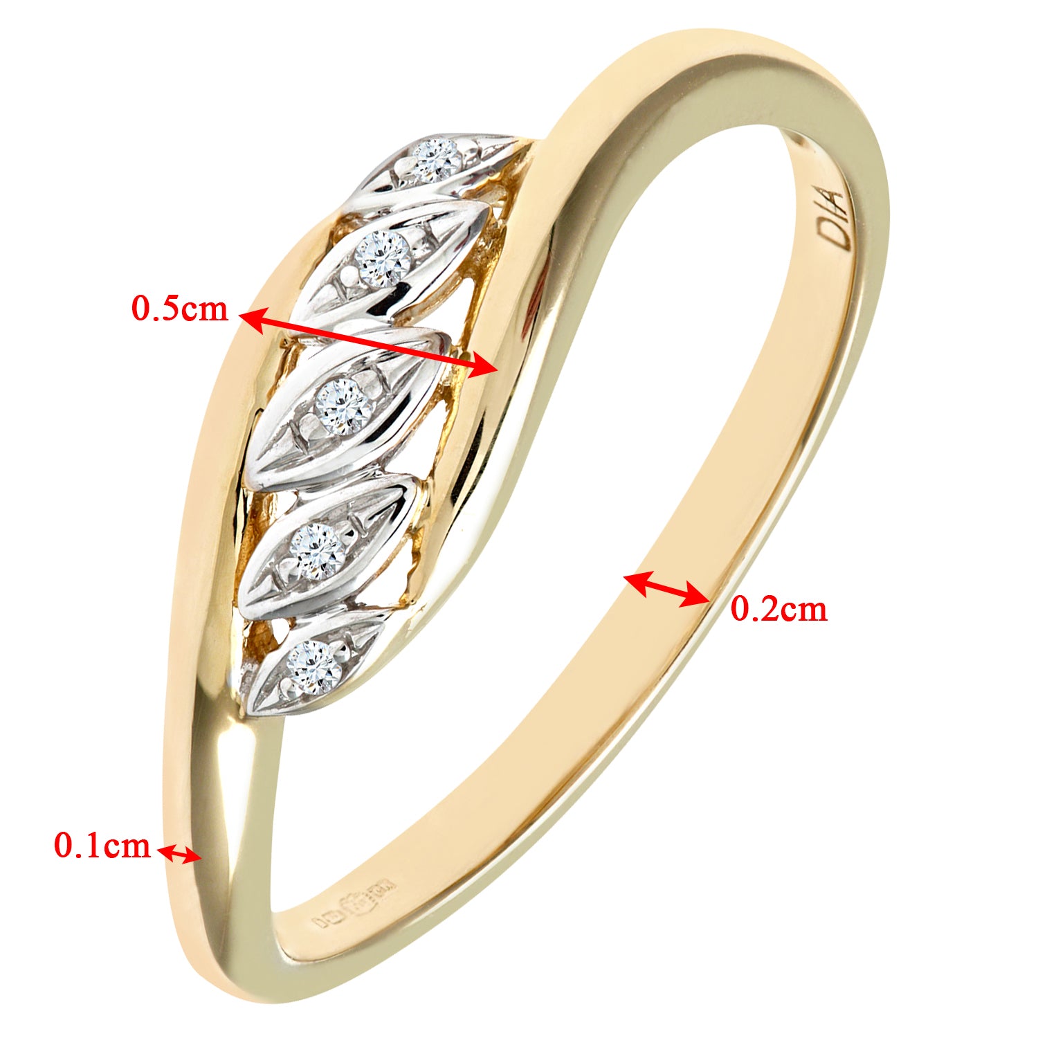 9ct Gold  Round 2pts Diamond Crossover Eternity Ring 2mm - PR0AXL8008Y