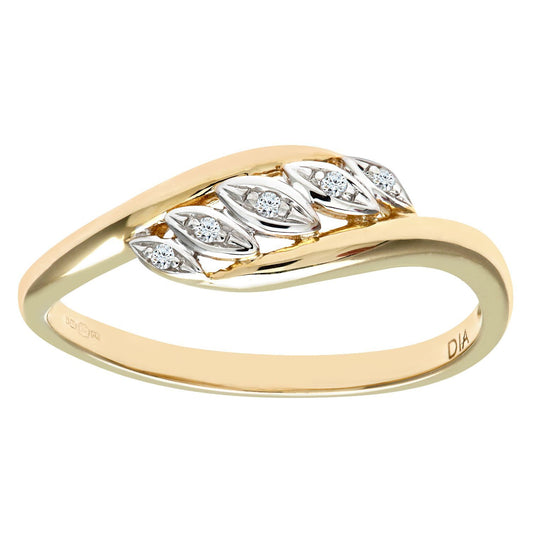9ct Gold Round 2pts Diamond Crossover Eternity Ring 2mm - PR0AXL8008Y