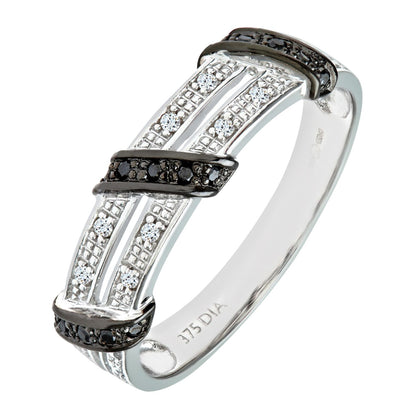 9ct White Gold  Diamond Black Diamond Split 2 Row Eternity Ring - PR0AXL8078WBlackDia