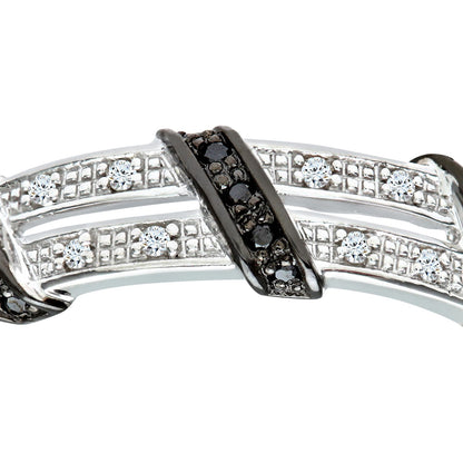 9ct White Gold  Diamond Black Diamond Split 2 Row Eternity Ring - PR0AXL8078WBlackDia