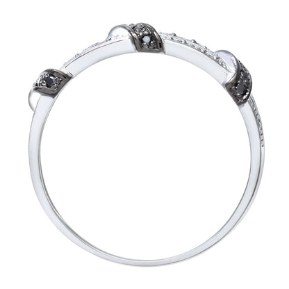 9ct White Gold  Diamond Black Diamond Split 2 Row Eternity Ring - PR0AXL8078WBlackDia
