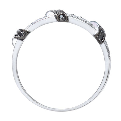 9ct White Gold  Diamond Black Diamond Split 2 Row Eternity Ring - PR0AXL8078WBlackDia