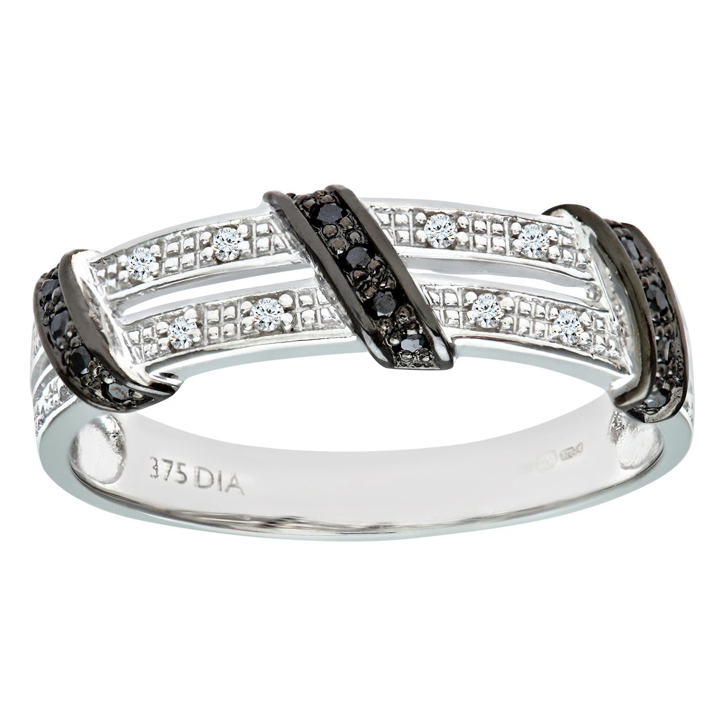 9ct White Gold  Diamond Black Diamond Split 2 Row Eternity Ring - PR0AXL8078WBlackDia