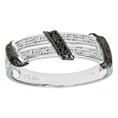 9ct White Gold  Diamond Black Diamond Split 2 Row Eternity Ring - PR0AXL8078WBlackDia