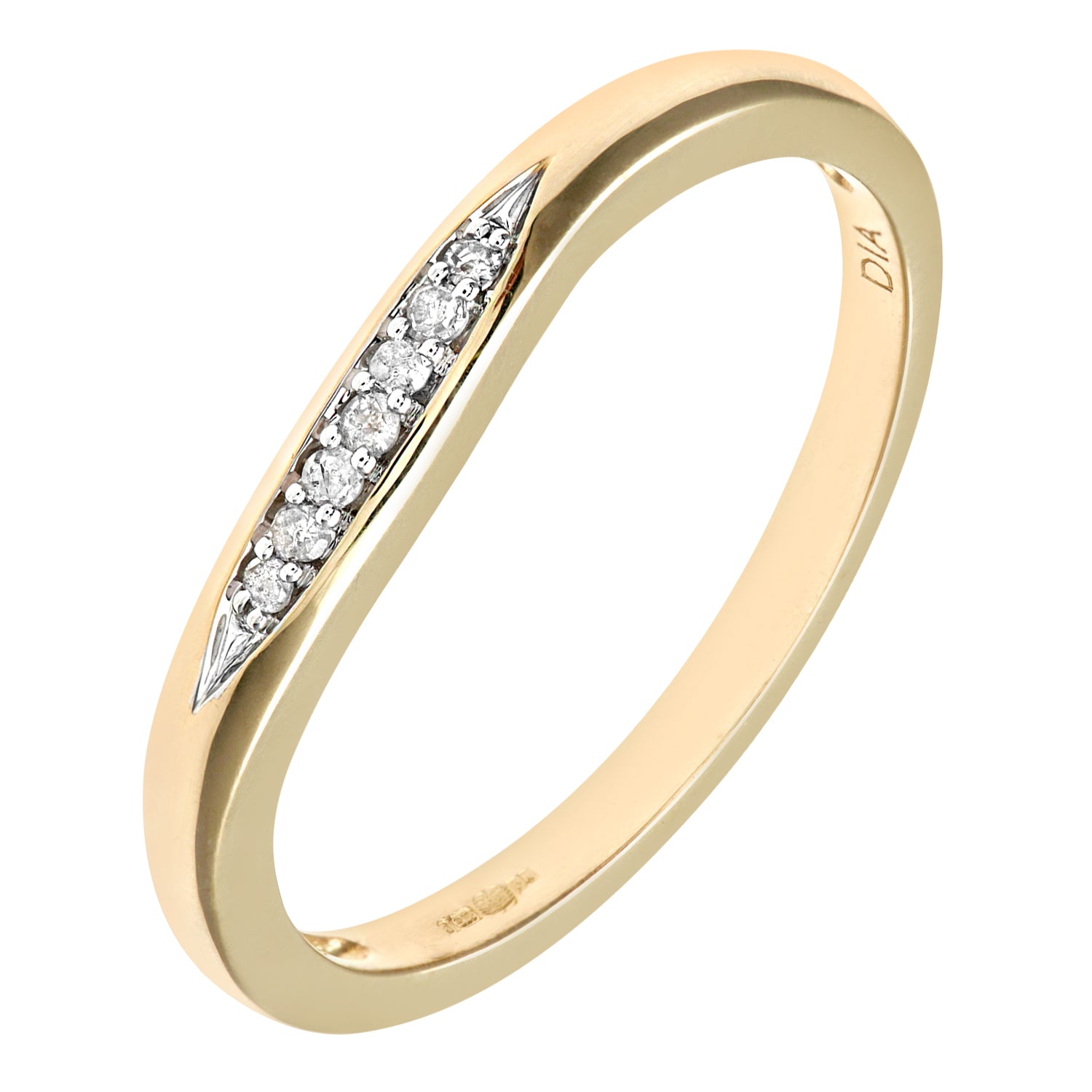 9ct Gold  Round 5pts Diamond 7 Stone Pave Panel Wedding Ring 2mm - PR0AXL8497BY