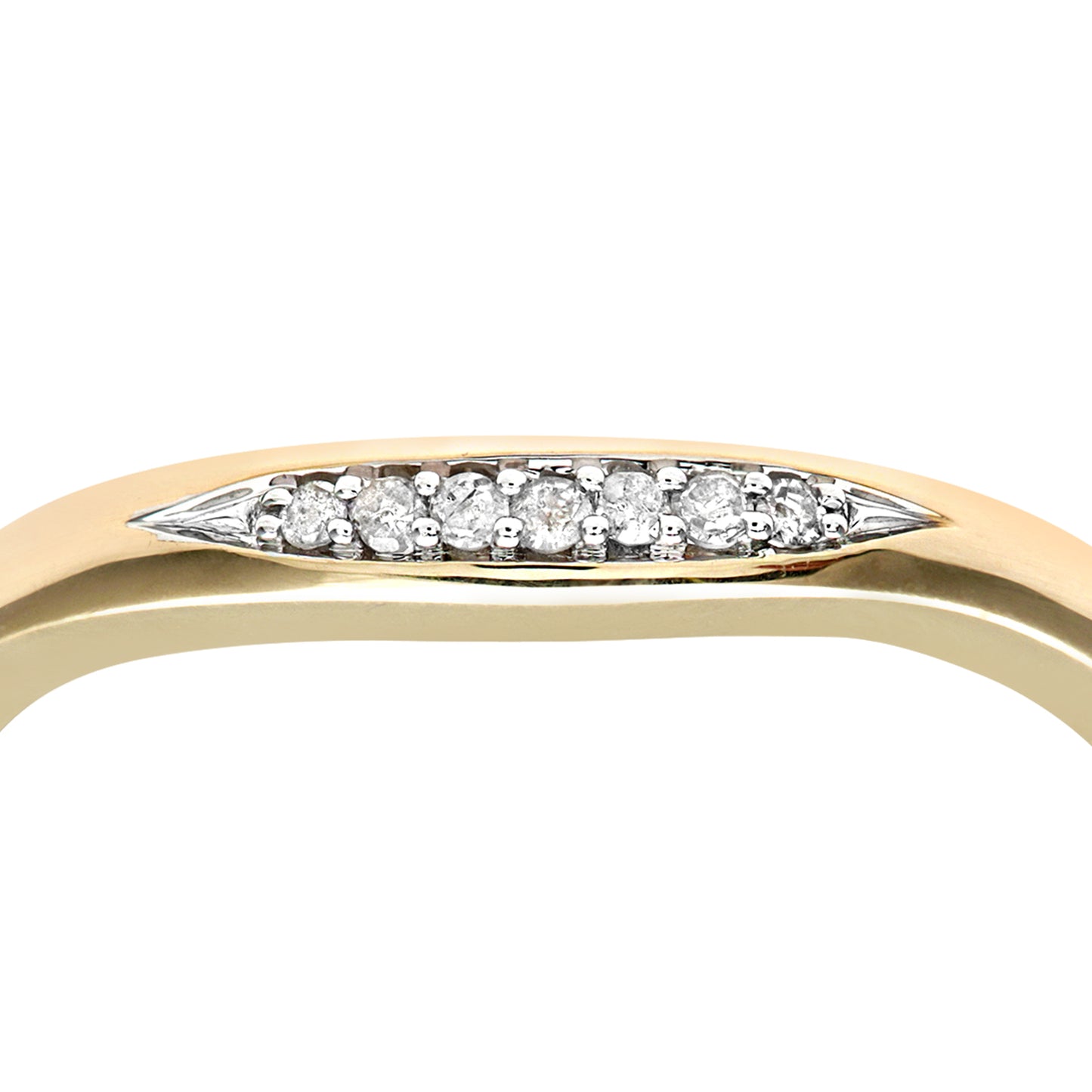 9ct Gold  Round 5pts Diamond 7 Stone Pave Panel Wedding Ring 2mm - PR0AXL8497BY