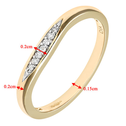 9ct Gold  Round 5pts Diamond 7 Stone Pave Panel Wedding Ring 2mm - PR0AXL8497BY