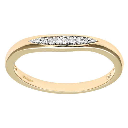 9ct Gold Round 5pts Diamond 7 Stone Pave Panel Wedding Ring 2mm - PR0AXL8497BY