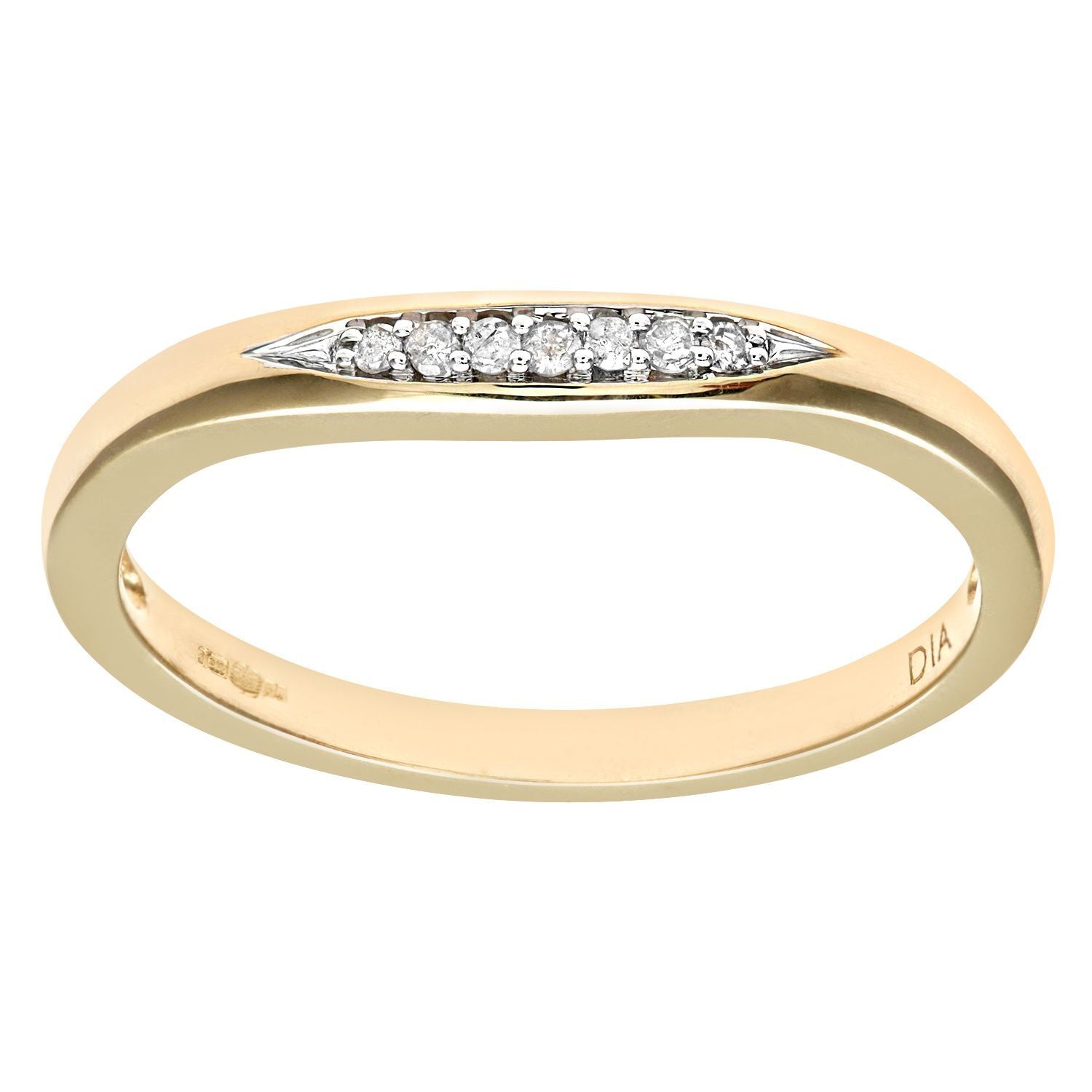 9ct Gold  Round 5pts Diamond 7 Stone Pave Panel Wedding Ring 2mm - PR0AXL8497BY