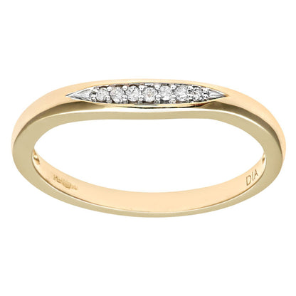 9ct Gold  Round 5pts Diamond 7 Stone Pave Panel Wedding Ring 2mm - PR0AXL8497BY