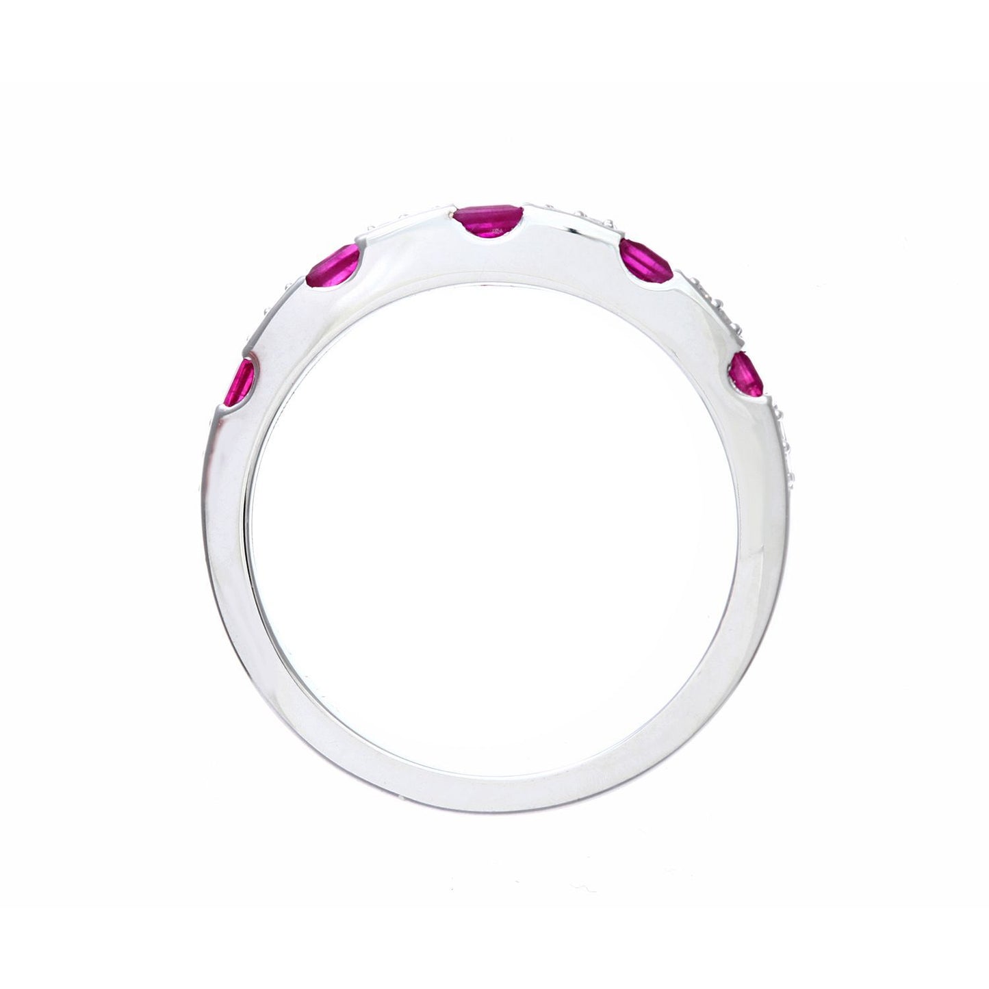 9ct White Gold  Diamond Square Ruby Spacers Eternity Ring 2mm - PR0AXL8553WRU