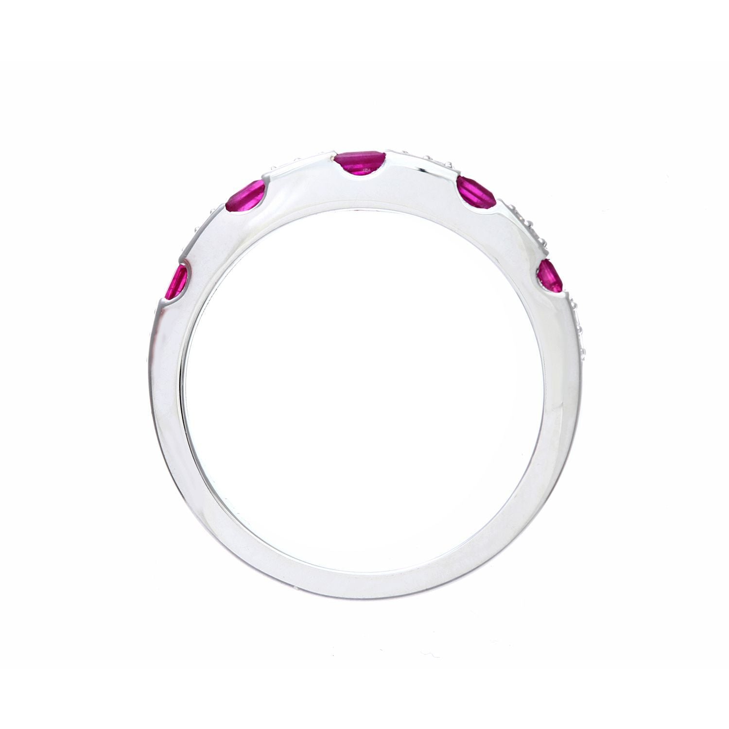 9ct White Gold  Diamond Square Ruby Spacers Eternity Ring 2mm - PR0AXL8553WRU