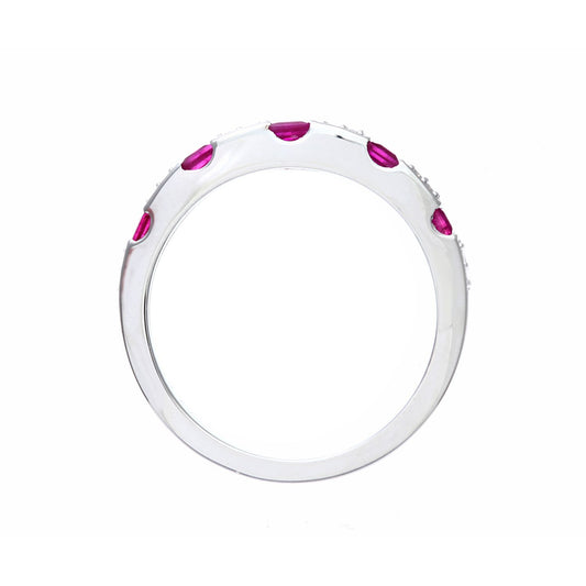 9ct White Gold  Diamond Square Ruby Spacers Eternity Ring 2mm - PR0AXL8553WRU