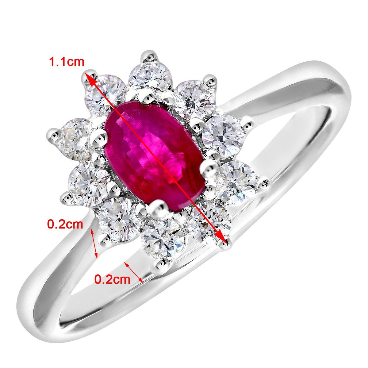 18ct White Gold  1/3ct Diamond Royal Oval Cluster Ring 11mm - PR0AXL8605W18RU