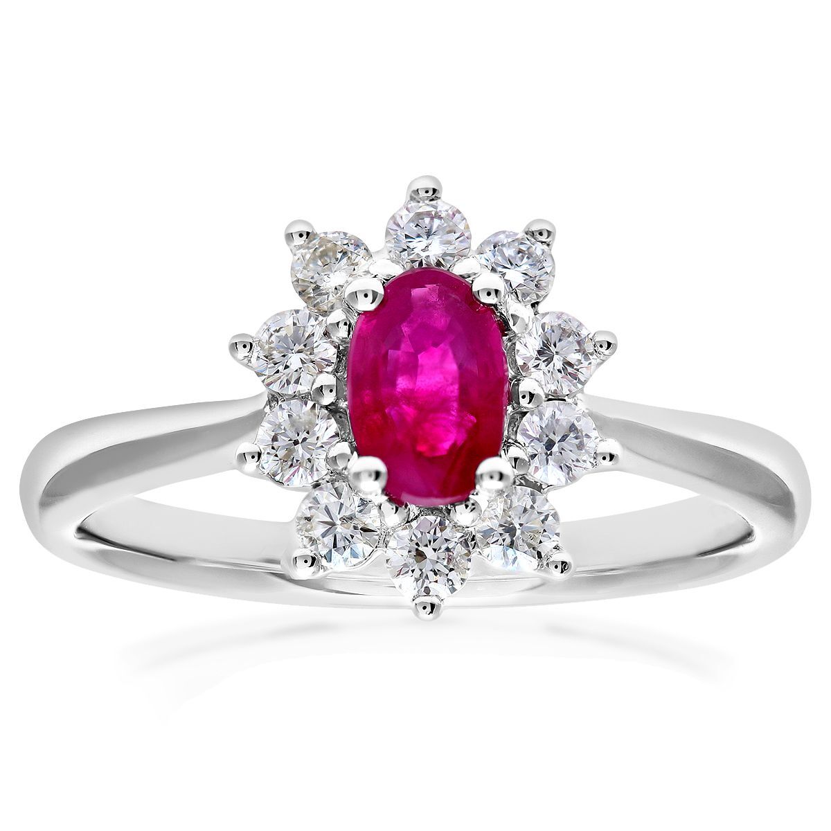 18ct White Gold  1/3ct Diamond Royal Oval Cluster Ring 11mm - PR0AXL8605W18RU