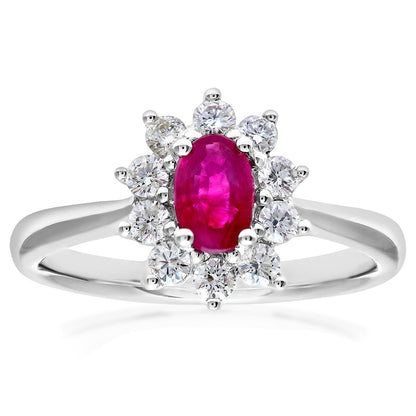 18ct White Gold  1/3ct Diamond Royal Oval Cluster Ring 11mm - PR0AXL8605W18RU