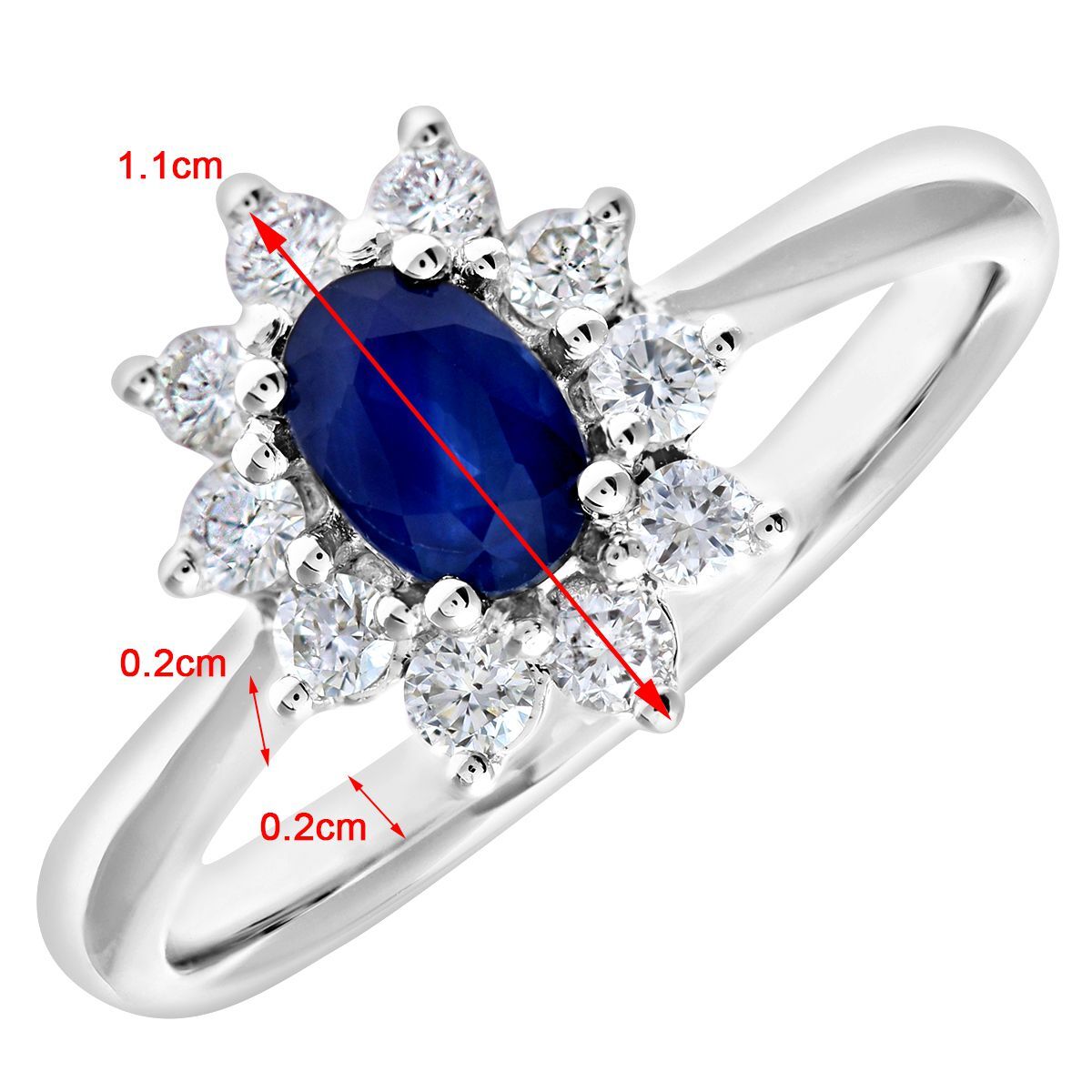 18ct White Gold  1/3ct Diamond Royal Oval Cluster Ring 11mm - PR0AXL8605W18SA