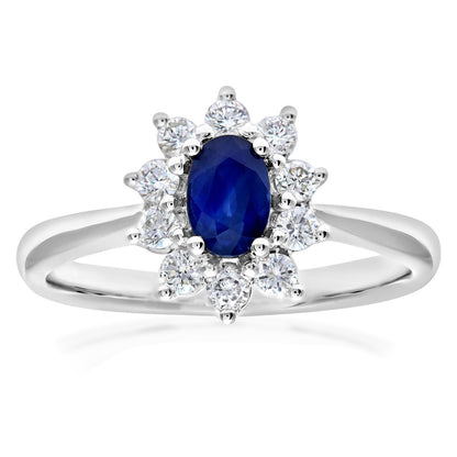 18ct White Gold  1/3ct Diamond Royal Oval Cluster Ring 11mm - PR0AXL8605W18SA