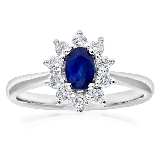 18ct White Gold  1/3ct Diamond Royal Oval Cluster Ring 11mm - PR0AXL8605W18SA