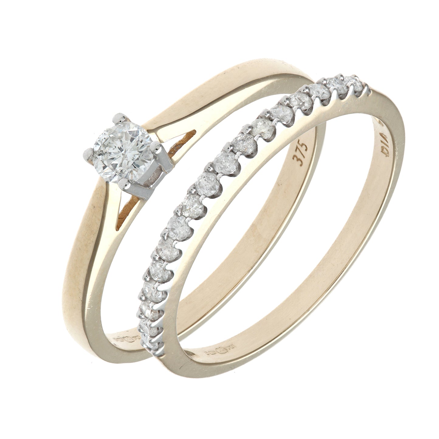 9ct Gold  Diamond 2-piece Solitaire Eternity Bridal Set Ring - PR0AXL8622Y