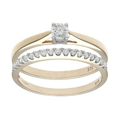 9ct Gold  Diamond 2-piece Solitaire Eternity Bridal Set Ring - PR0AXL8622Y