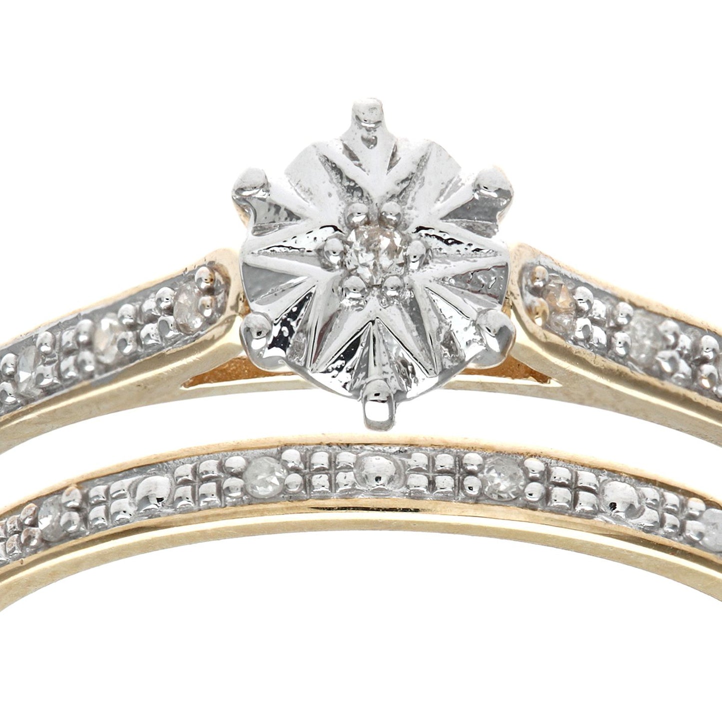 9ct Gold  Diamond 2-piece Illusion Solitaire Eternity Bridal Ring - PR0AXL8633Y