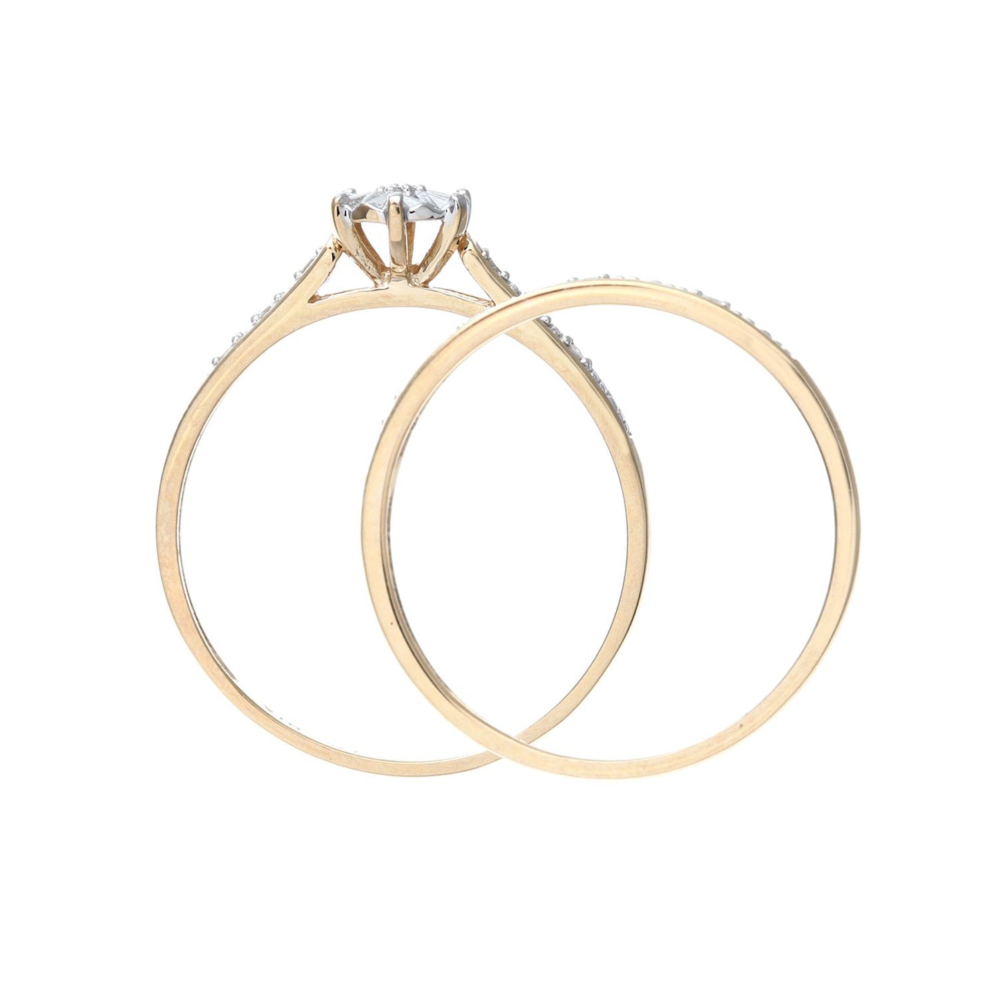 9ct Gold  Diamond 2-piece Illusion Solitaire Eternity Bridal Ring - PR0AXL8633Y