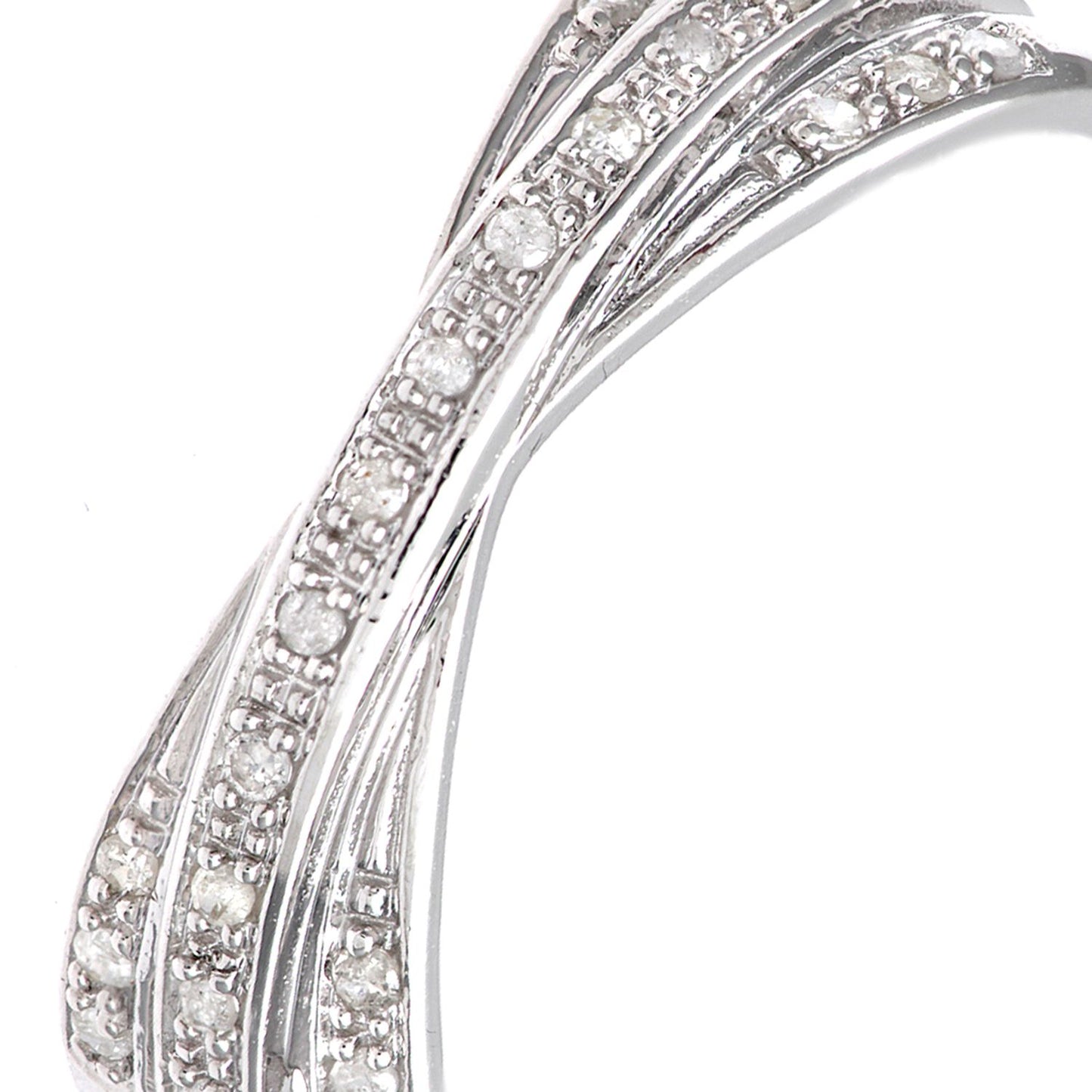 9ct White Gold  Round 10pts Diamond Crossover Eternity Ring 2mm - PR0AXL8634W