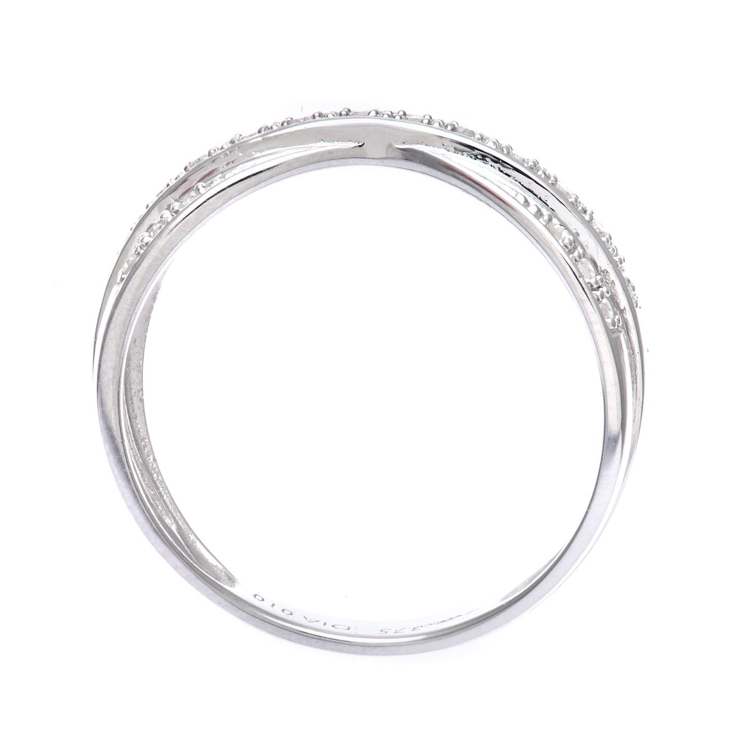 9ct White Gold  Round 10pts Diamond Crossover Eternity Ring 2mm - PR0AXL8634W