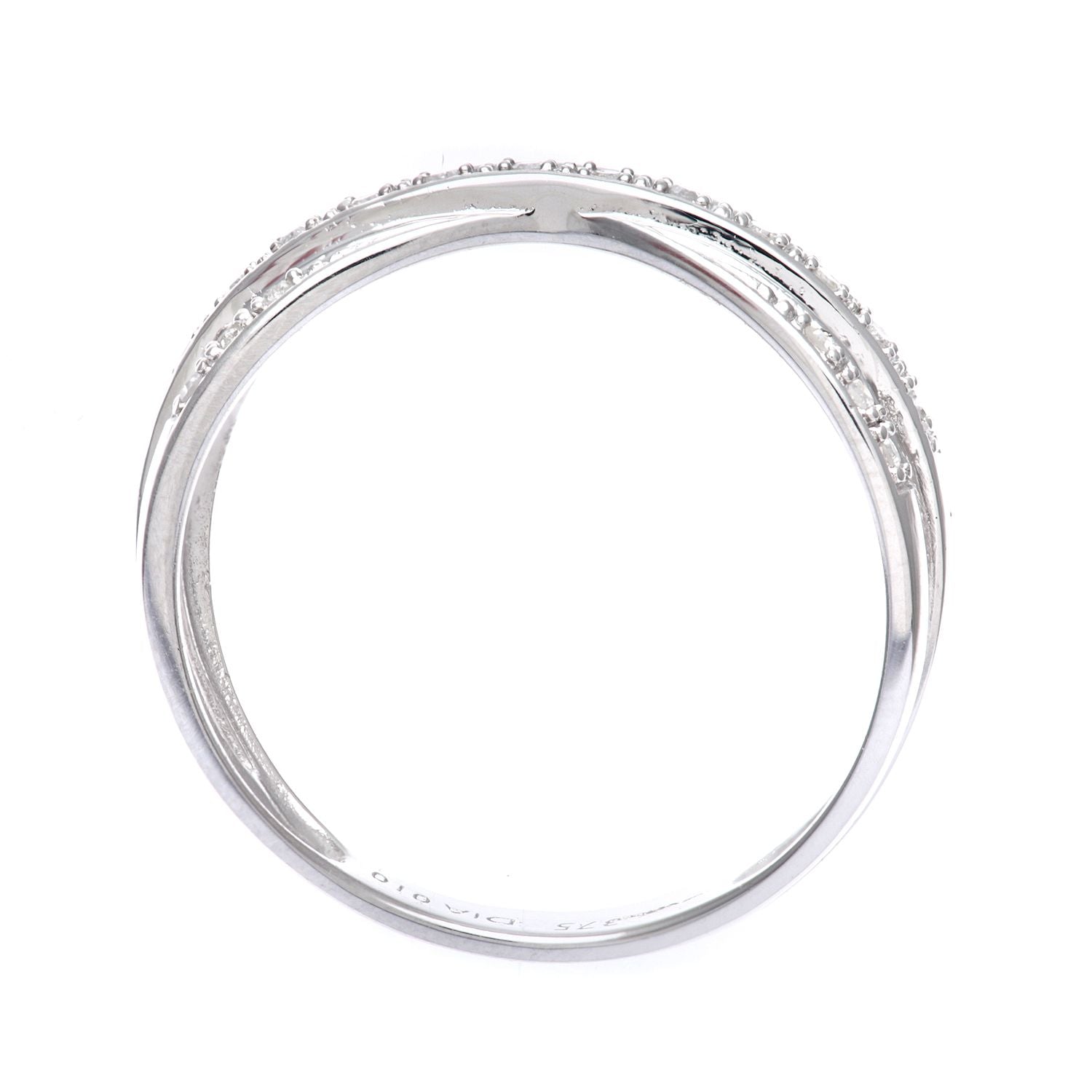 9ct White Gold  Round 10pts Diamond Crossover Eternity Ring 2mm - PR0AXL8634W
