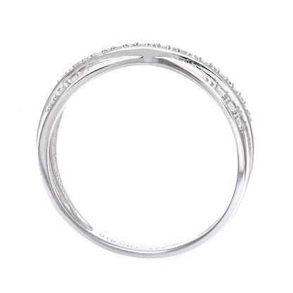 9ct White Gold  Round 10pts Diamond Crossover Eternity Ring 2mm - PR0AXL8634W