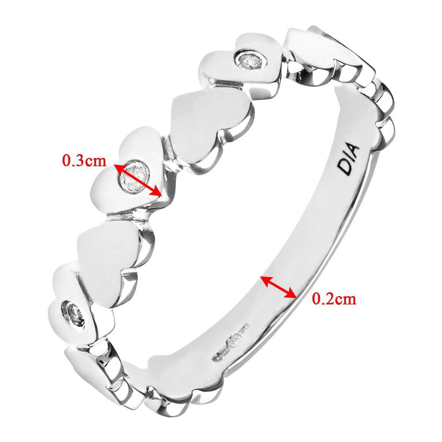 9ct White Gold  Round 3pts Diamond Heart Wedding Dress Ring - PR0AXL8735W