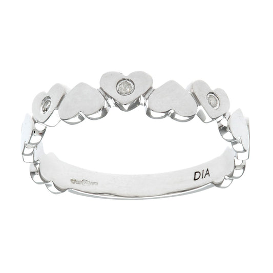 9ct White Gold  Round 3pts Diamond Heart Wedding Dress Ring - PR0AXL8735W