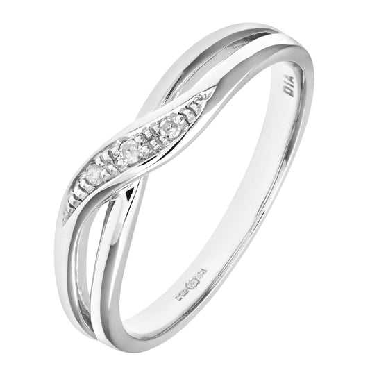 9ct White Gold  Round 2pts Diamond Crossover Dress Ring - PR0AXL8741W