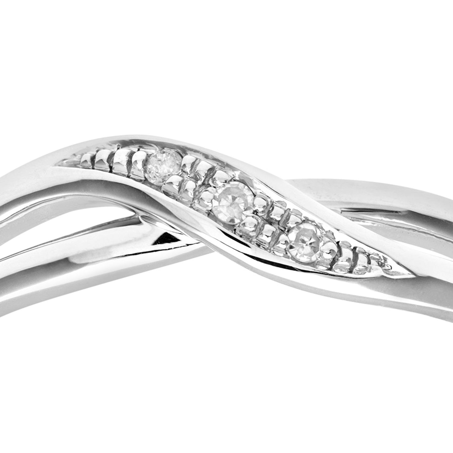 9ct White Gold  Round 2pts Diamond Crossover Dress Ring - PR0AXL8741W