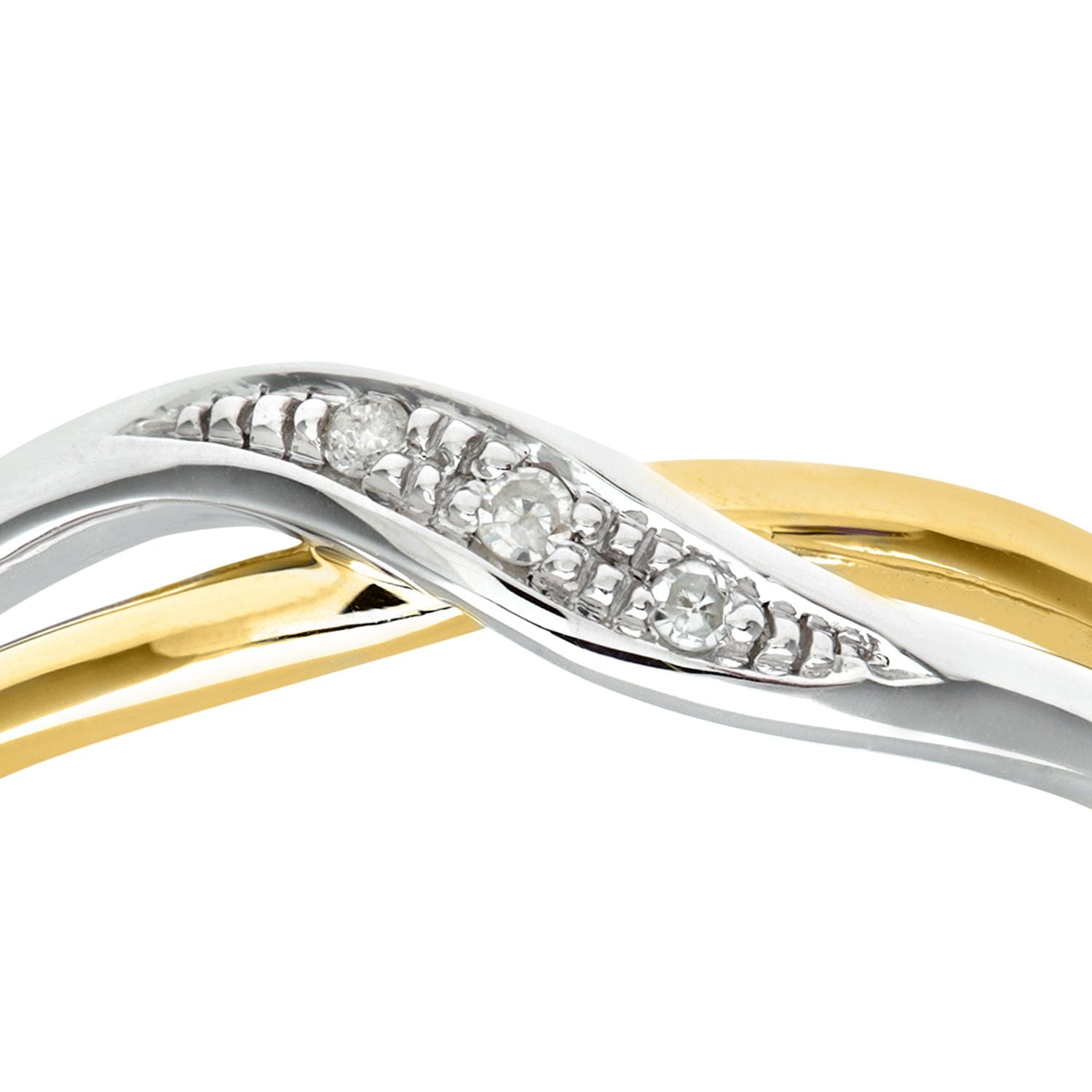 9ct Gold  Round 2pts Diamond Crossover Dress Ring - PR0AXL8741Y