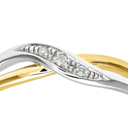 9ct Gold  Round 2pts Diamond Crossover Dress Ring - PR0AXL8741Y