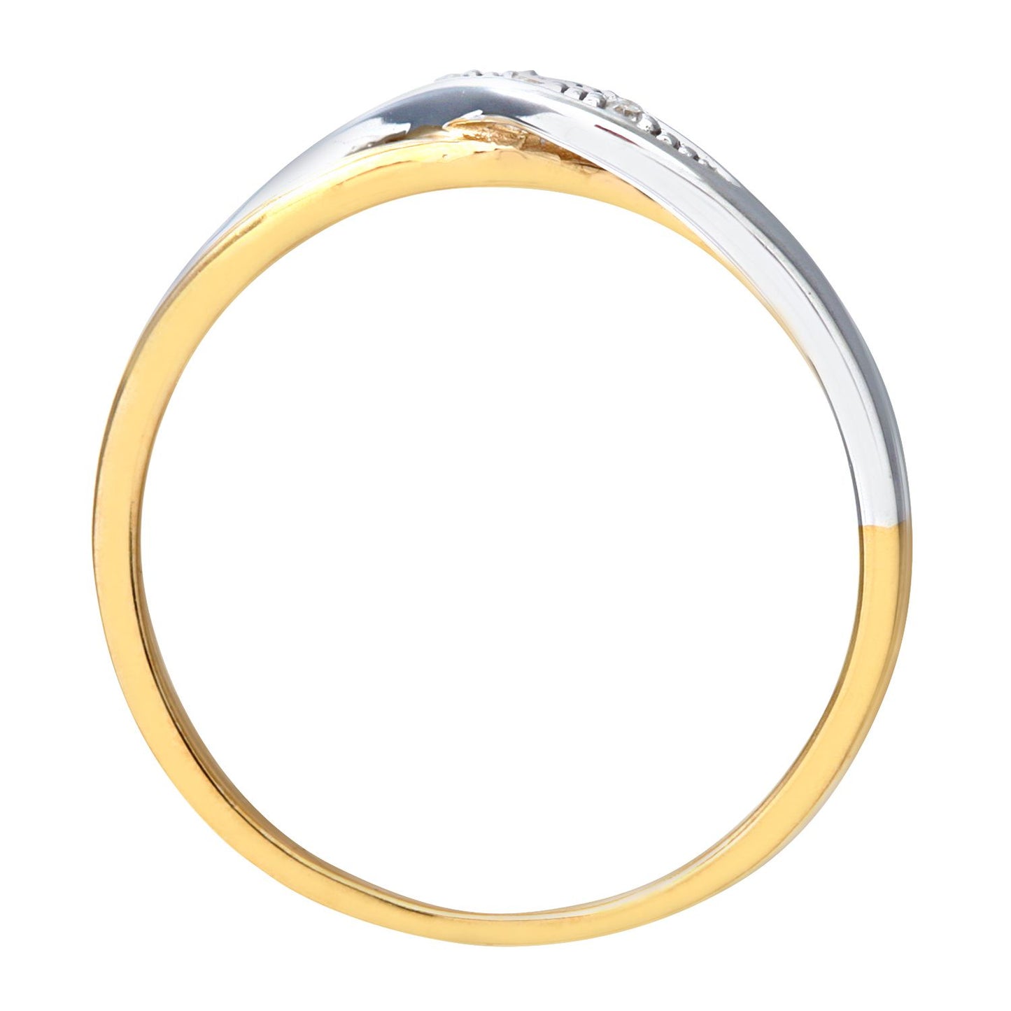 9ct Gold  Round 2pts Diamond Crossover Dress Ring - PR0AXL8741Y