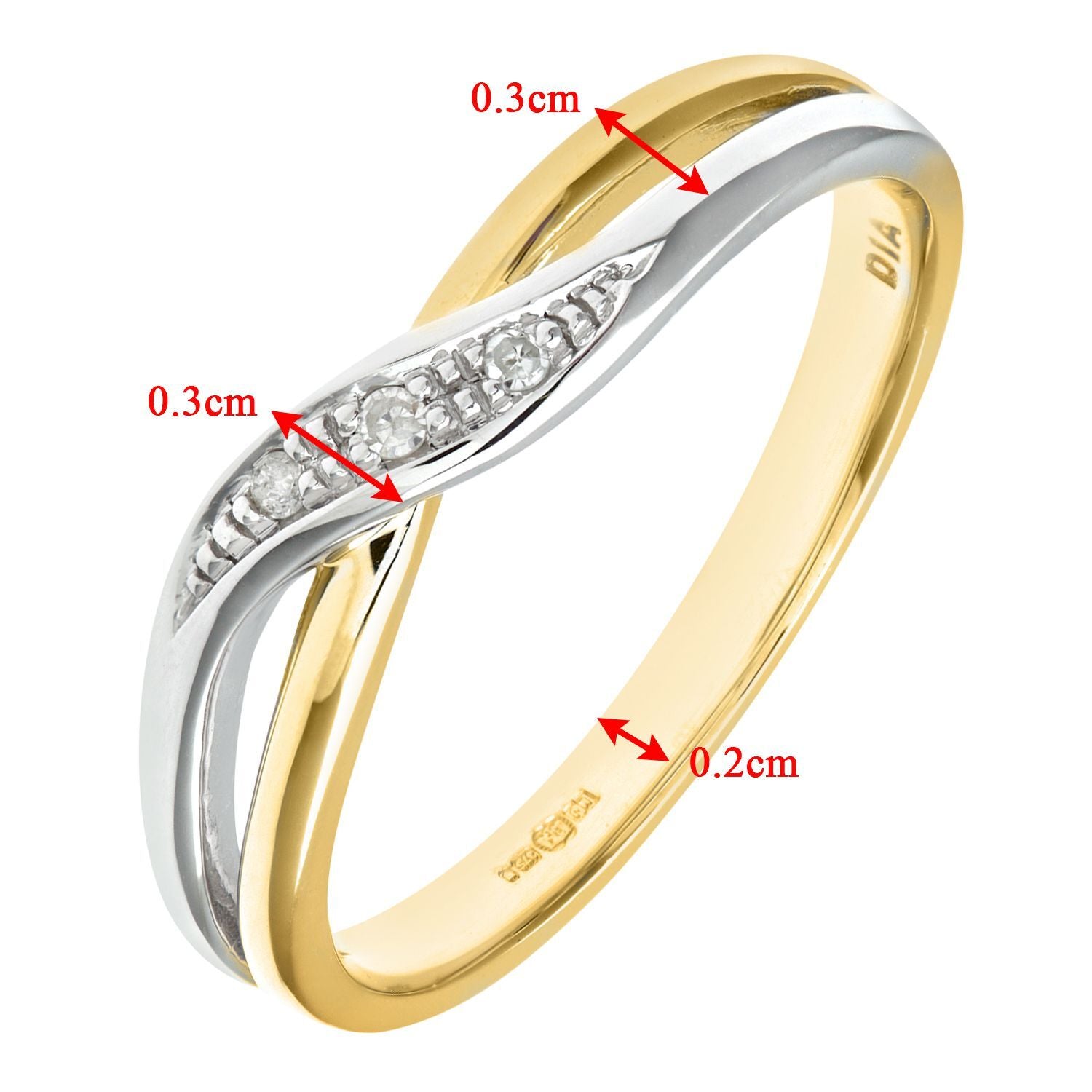 9ct Gold  Round 2pts Diamond Crossover Dress Ring - PR0AXL8741Y