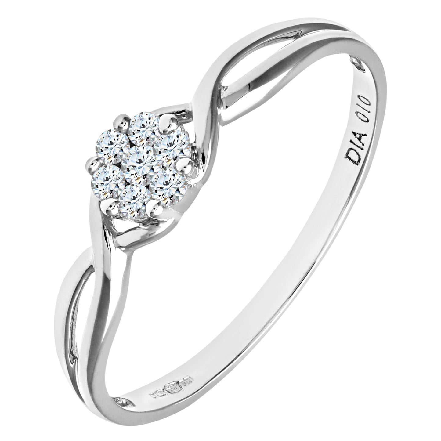 9ct White Gold  Round 10pts Diamond Infinity Engagement Ring - PR0AXL9121W