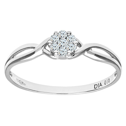 9ct White Gold  Round 10pts Diamond Infinity Engagement Ring - PR0AXL9121W
