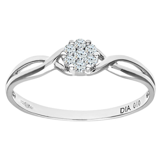 9ct White Gold  Round 10pts Diamond Infinity Engagement Ring - PR0AXL9121W