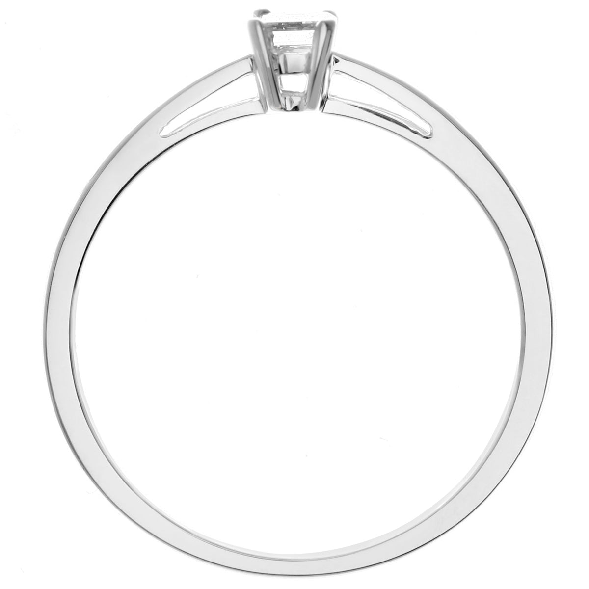 18ct White Gold  Emerald Cut 1/4ct Diamond 4 Claw Solitaire Ring - PR0AXL914518KW