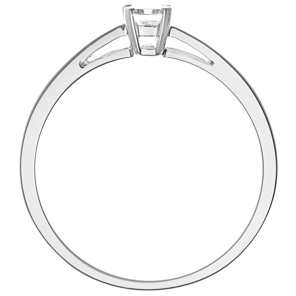 18ct White Gold  Emerald Cut 1/3ct Diamond 4 Claw Solitaire Ring - PR0AXL914618KW