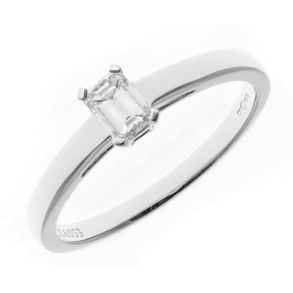 18ct White Gold  Emerald Cut 1/3ct Diamond 4 Claw Solitaire Ring - PR0AXL914618KW