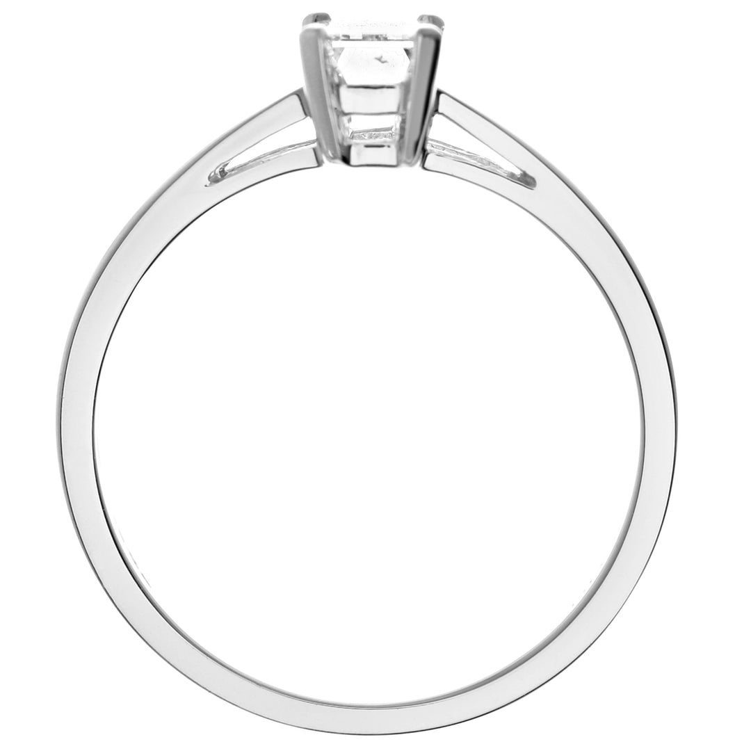 18ct White Gold  Emerald Cut 1/2ct Diamond 4 Claw Solitaire Ring - PR0AXL914718KW