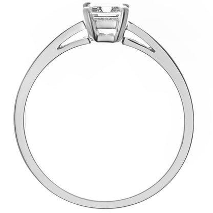 18ct White Gold  Emerald Cut 3/4ct Diamond 4 Claw Solitaire Ring - PR0AXL914818KW