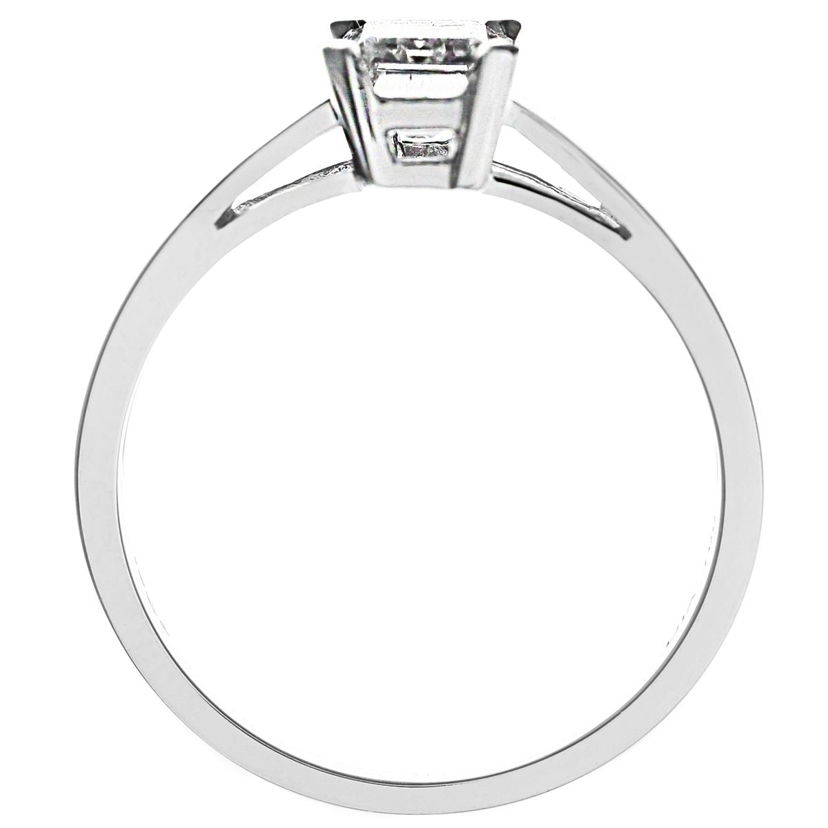 18ct White Gold  Emerald Cut 1ct Diamond 4 Claw Solitaire Ring - PR0AXL914918KW