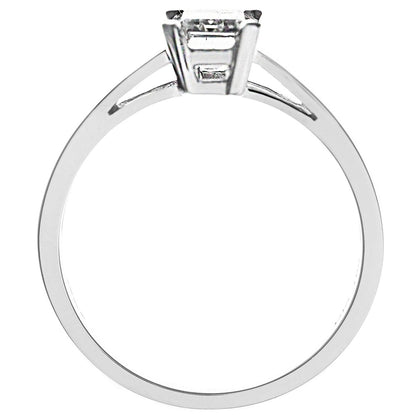 18ct White Gold  Emerald Cut 1ct Diamond 4 Claw Solitaire Ring - PR0AXL914918KW