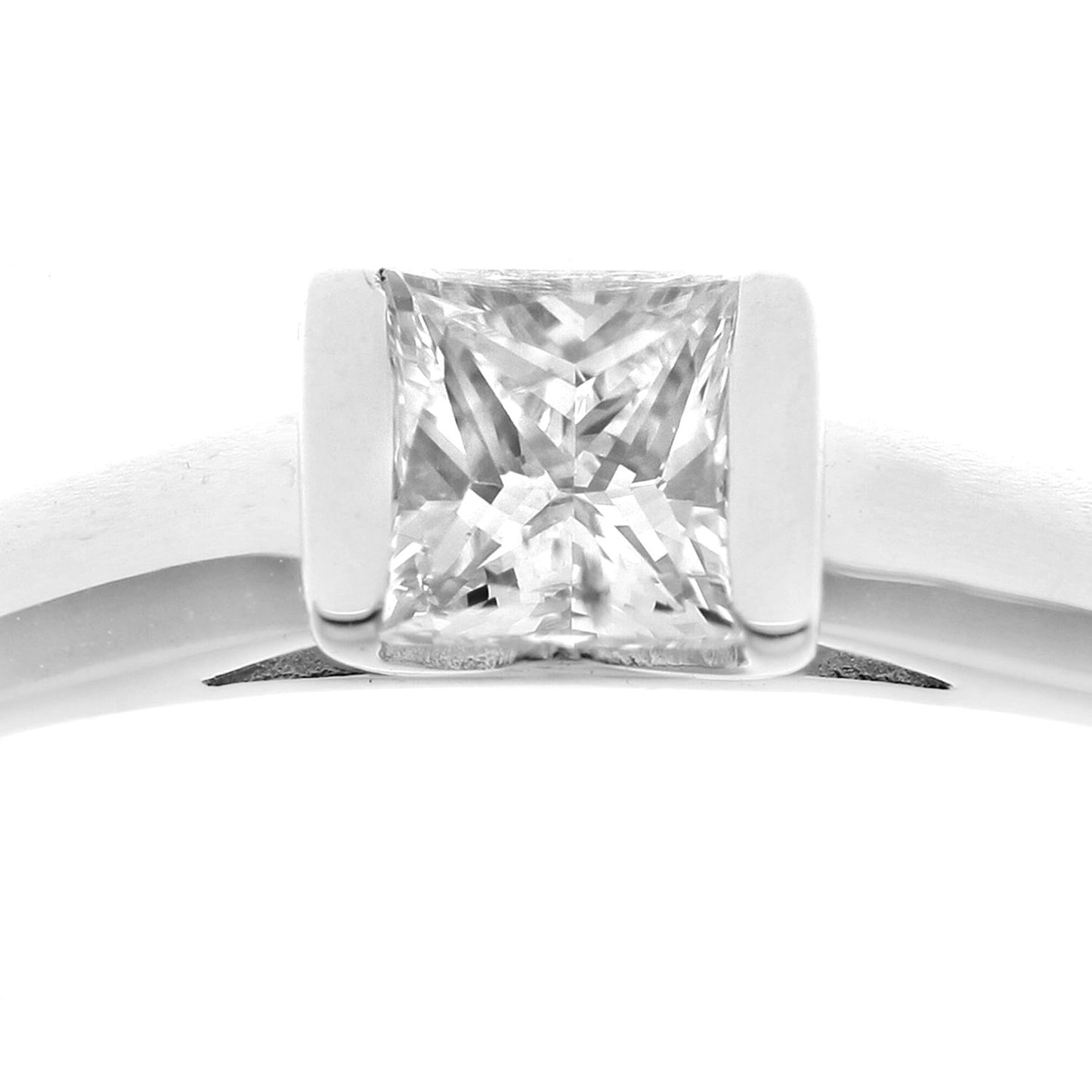 18ct White Gold  Princess 1/3ct Diamond Channel Bar Solitaire Ring - PR0AXL915118KW